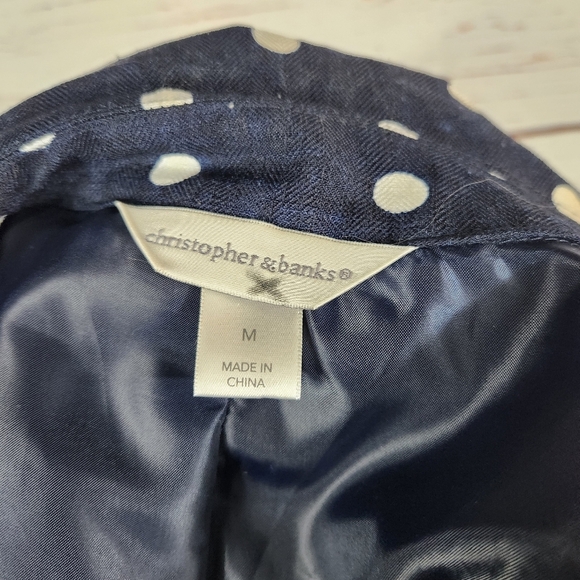 CHRISTOPHER & BANKS Navy And White Polka Dot Jacket Medium - Picture 5 of 6